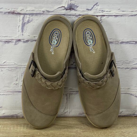 Orthofeet Irma 72013 Taupe Slip On Comfort Shoes Women's 9 Wide Mules Clogs - Picture 5 of 8